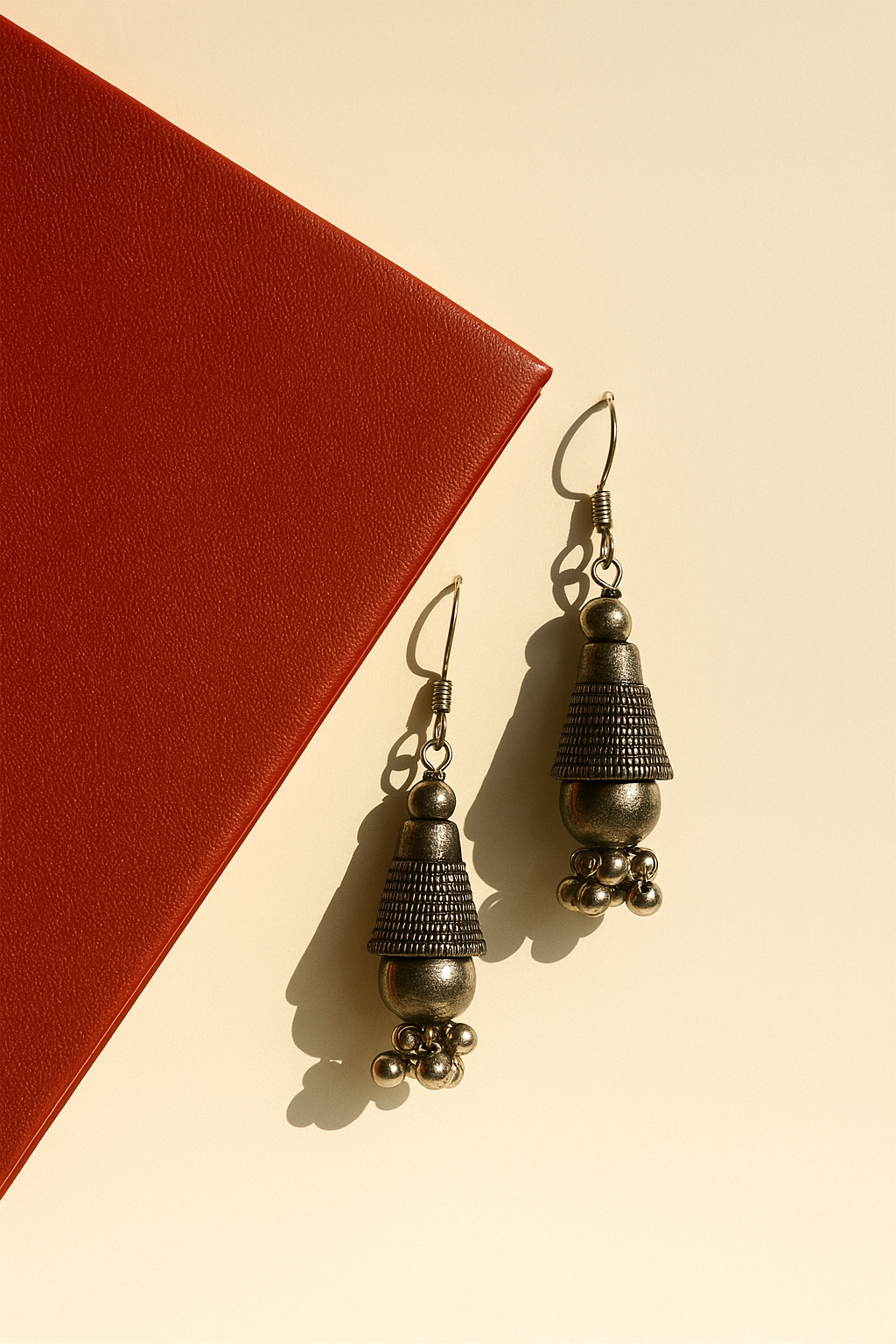 Oxidised Tribal Cone Drop Earrings