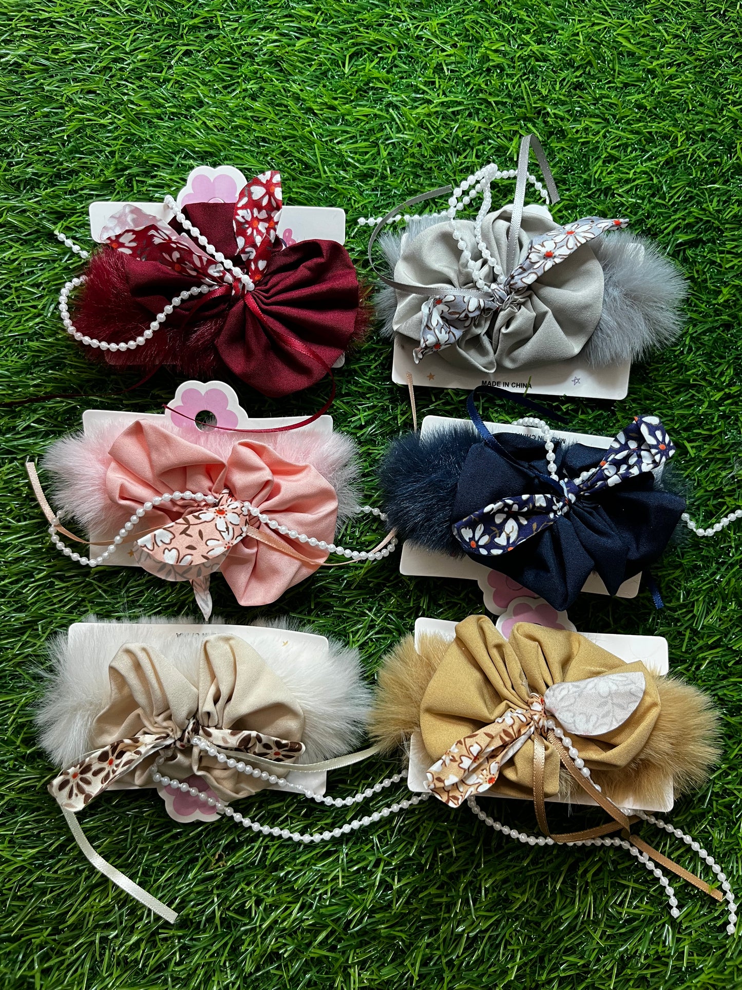 Fancy Fur Rubber Band Combo of 6PCS