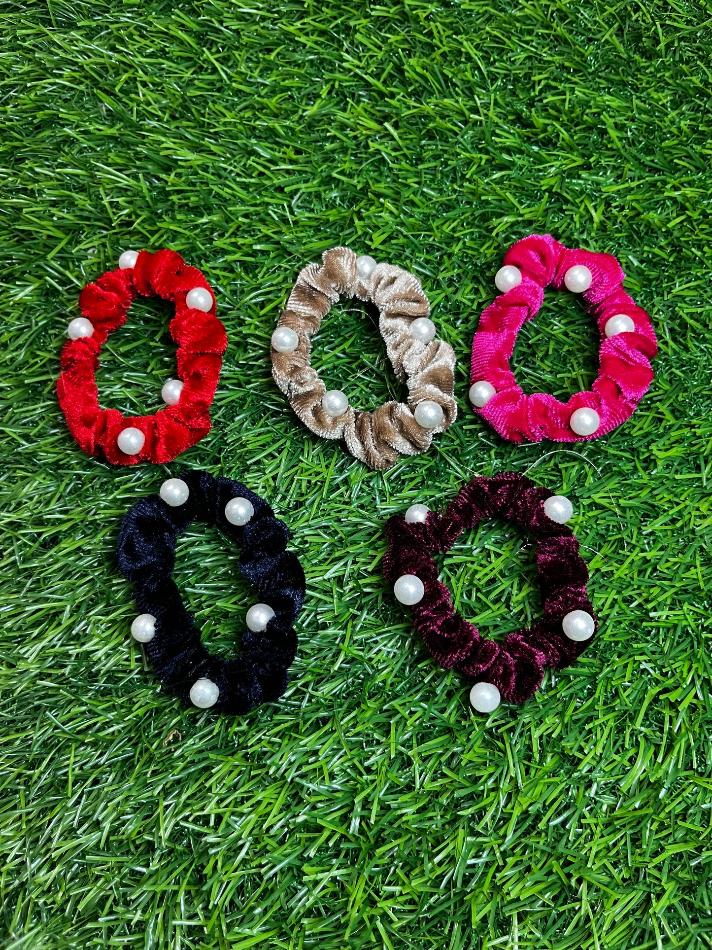 Velvet Rubber Band Combo of 5PCS