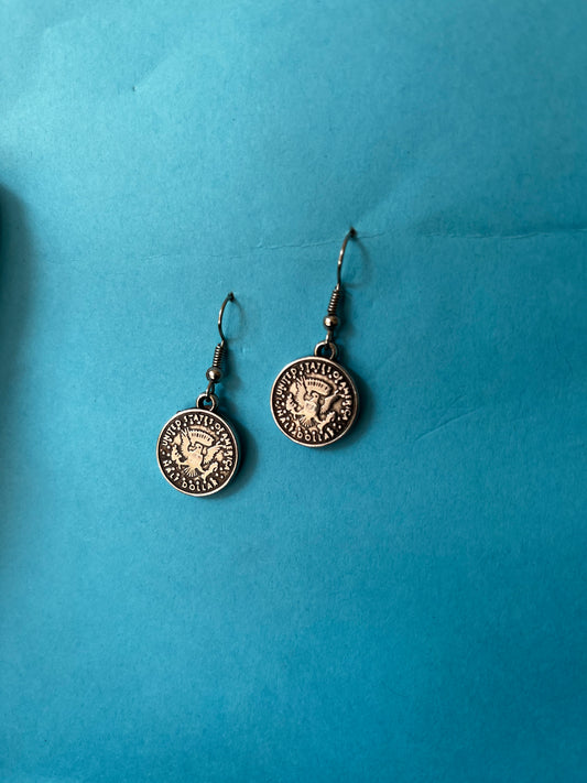 Oxidised Antique Coin Drop Earrings