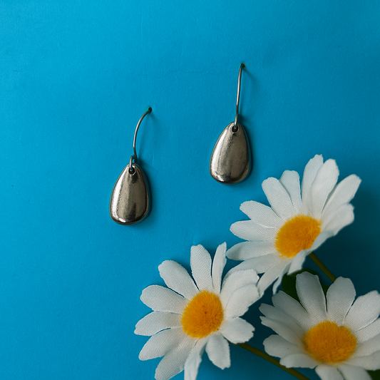 Minimal Silver Teardrop Hook Earrings
