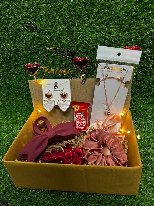 Luxury Anniversary Gift Hamper for Girls | Jewellery, Scrunchies & Chocolate | ₹439