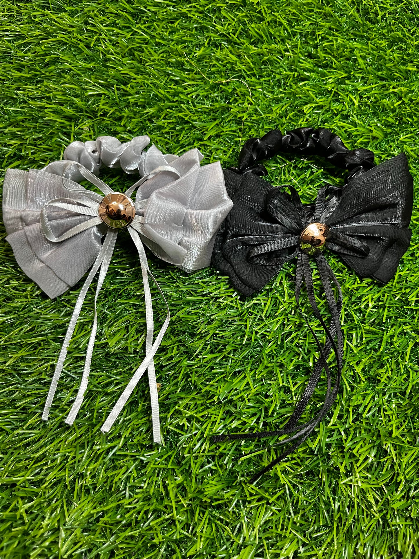 Fancy Shiffon Rubber Band Set of 2 (Grey & Black)