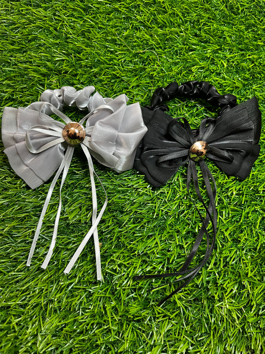 Fancy Shiffon Rubber Band Set of 2 (Grey & Black)