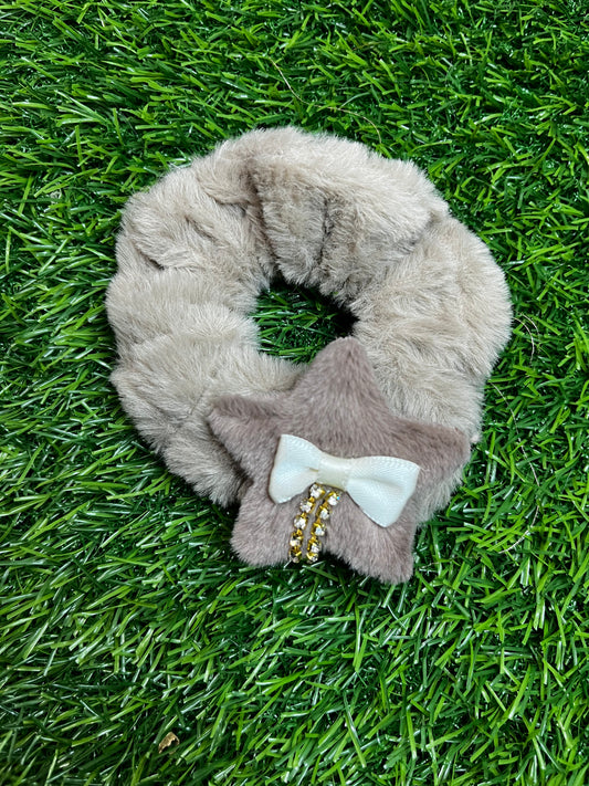 Fur Scrunchie/Rubber Band (Grey)
