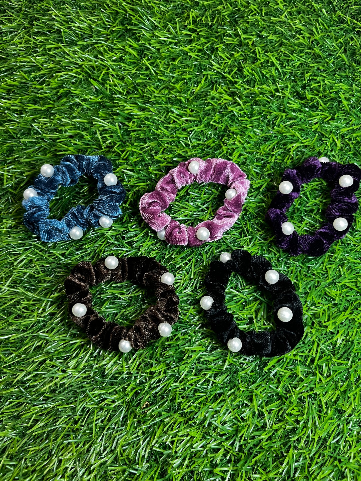 Velvet Rubber Band Combo Set of 5PCS