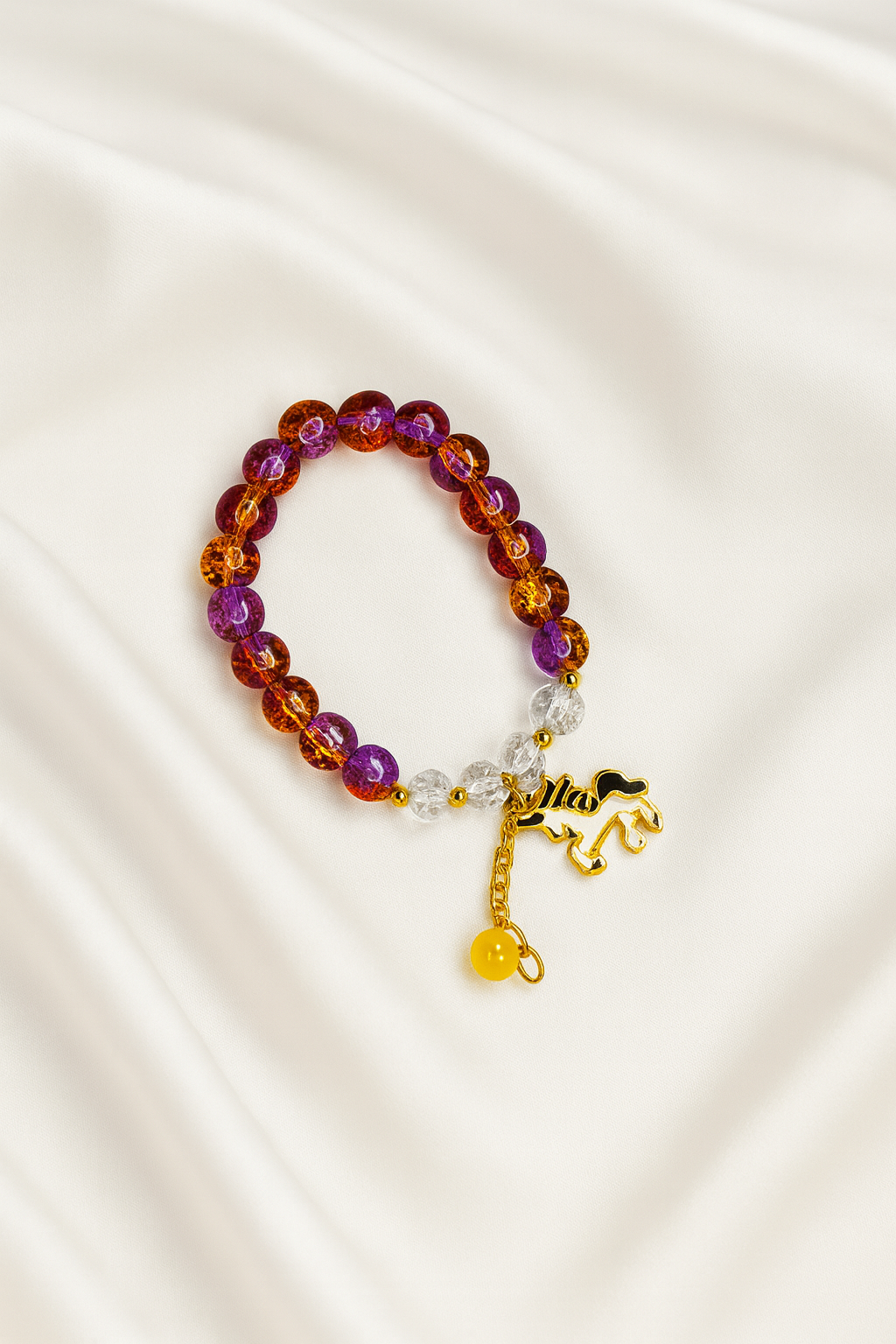 Multicolor Crystal Beaded Bracelet with Unicorn Charm | Adjustable Cute Bracelet for Girls